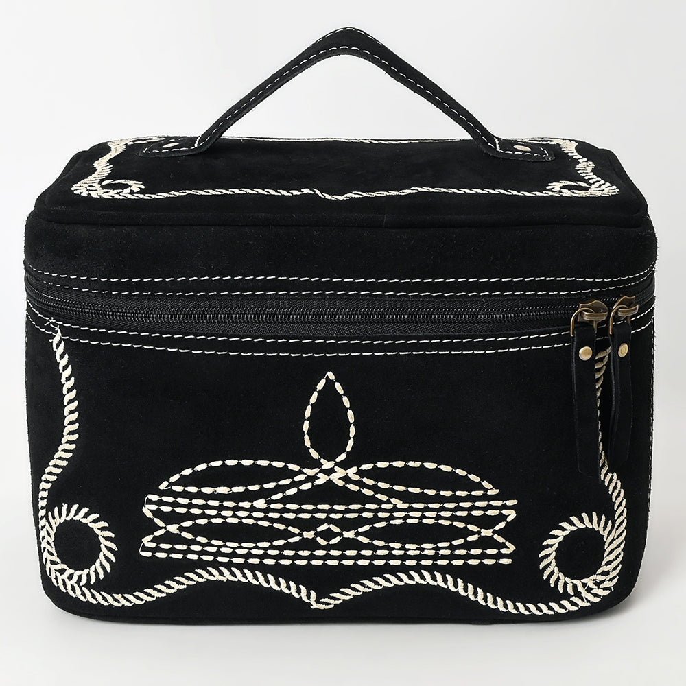 ADBGA683 Western Embroidered Vanity Jewelry Case with Handle & Zipper