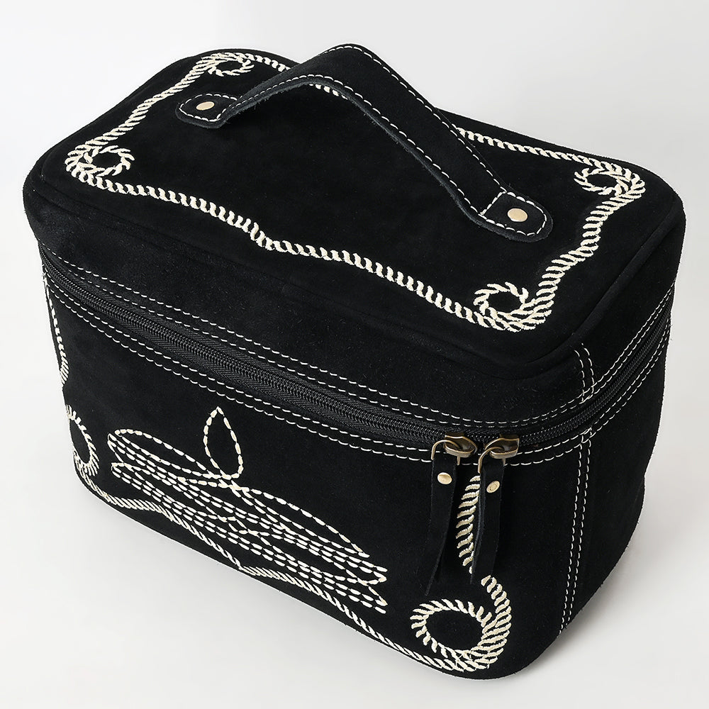 ADBGA683 Western Embroidered Vanity Jewelry Case with Handle & Zipper
