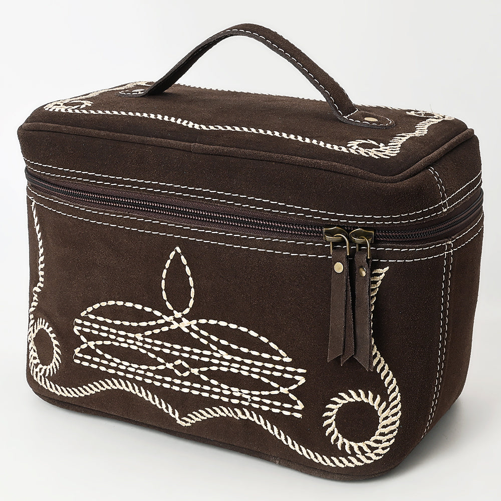 ADBGA683 Western Embroidered Vanity Jewelry Case with Handle & Zipper