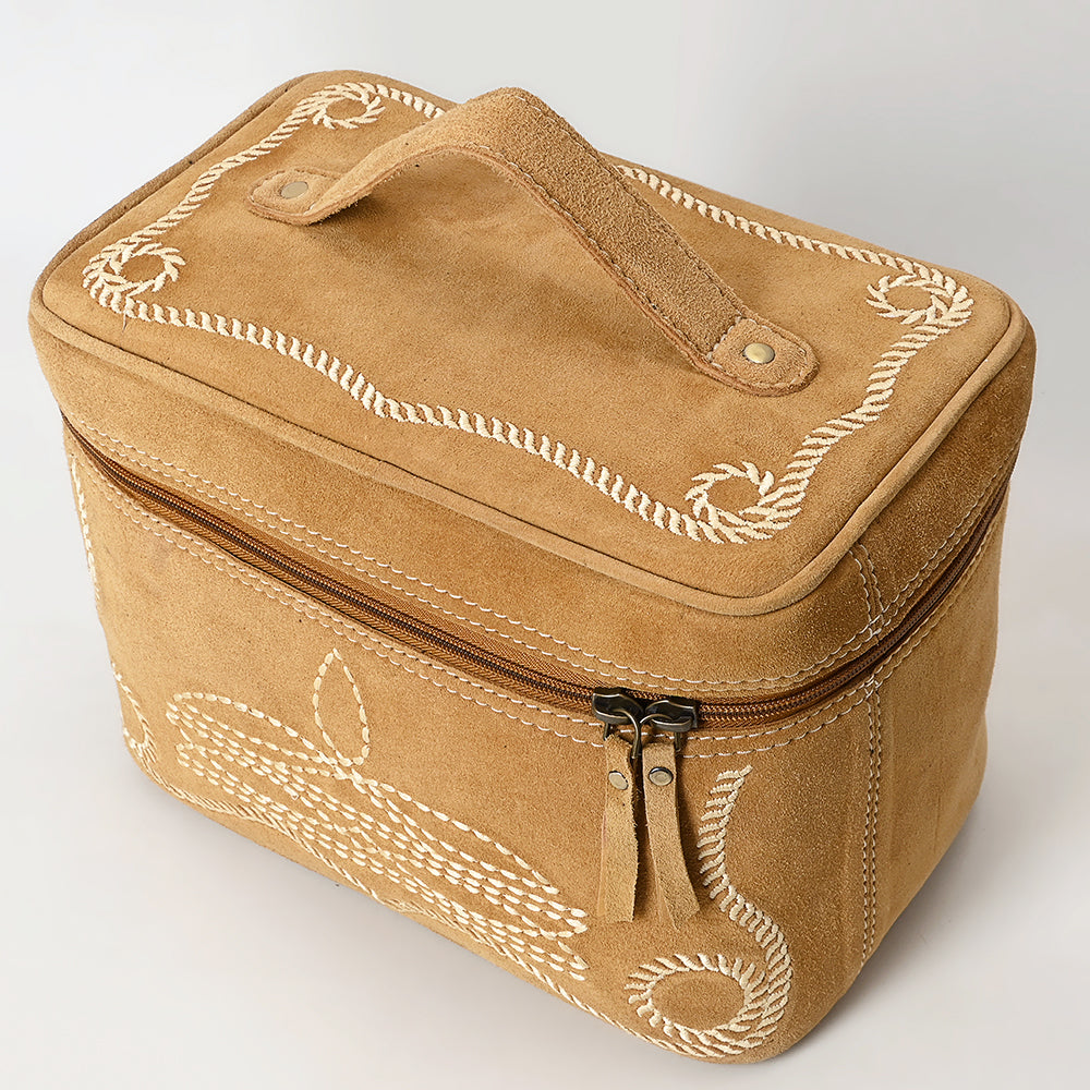 ADBGA683 Western Embroidered Vanity Jewelry Case with Handle & Zipper