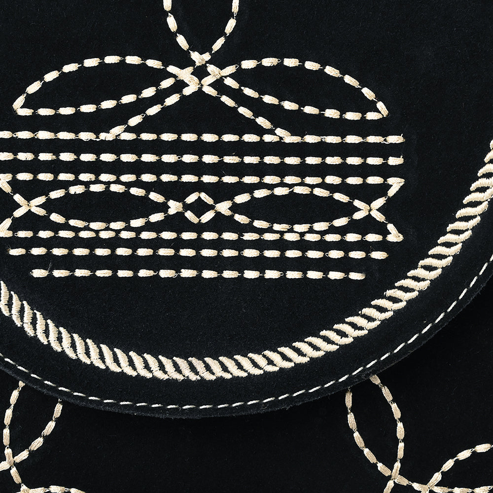 ADBGA685 Western Flap Crossbody Bag with White Rope & Floral Stitch Embroidery