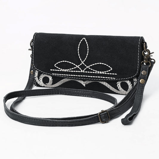 ADBGA686 Western Clutch Crossbody Bag with White Rope Stitch Embroidery