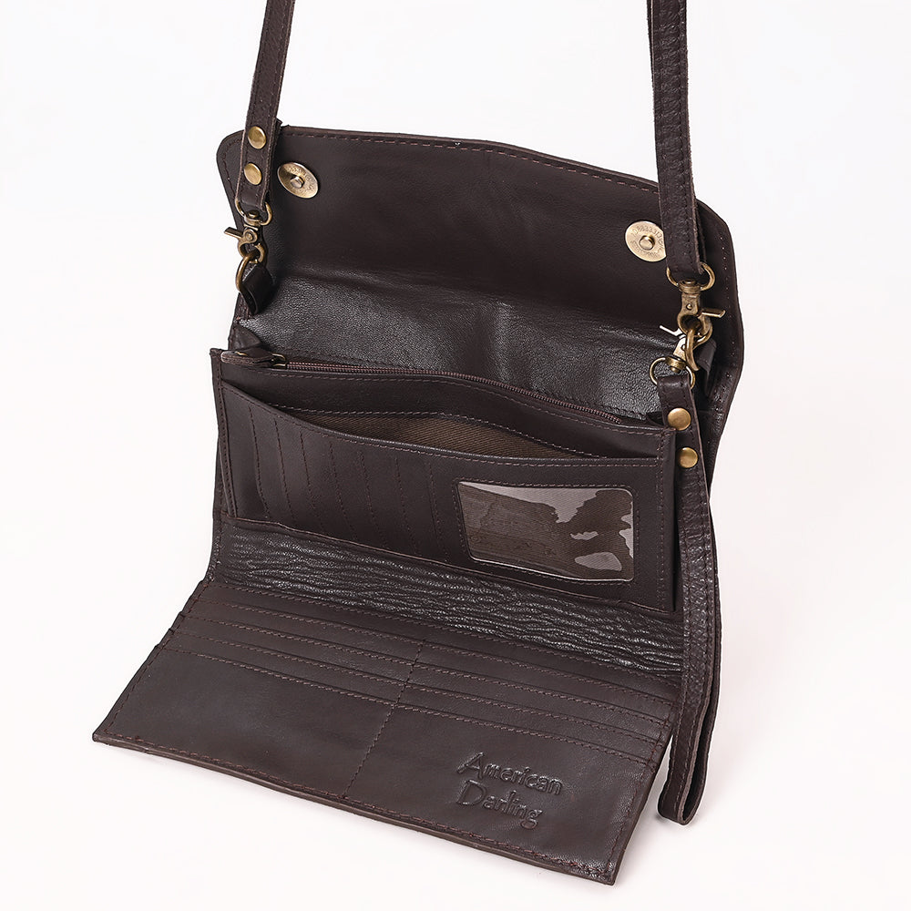 ADBGA686 Western Clutch Crossbody Bag with White Rope Stitch Embroidery