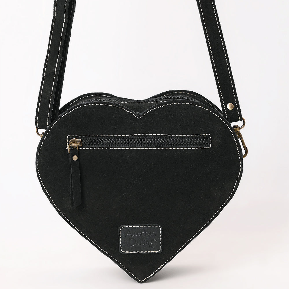 ADBGA688 Genuine suede Heart-Shaped Crossbody Canteen Bag with Western Rope Embroidery