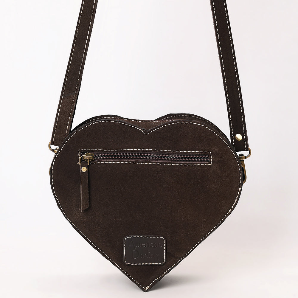 ADBGA688 Genuine suede Heart-Shaped Crossbody Canteen Bag with Western Rope Embroidery