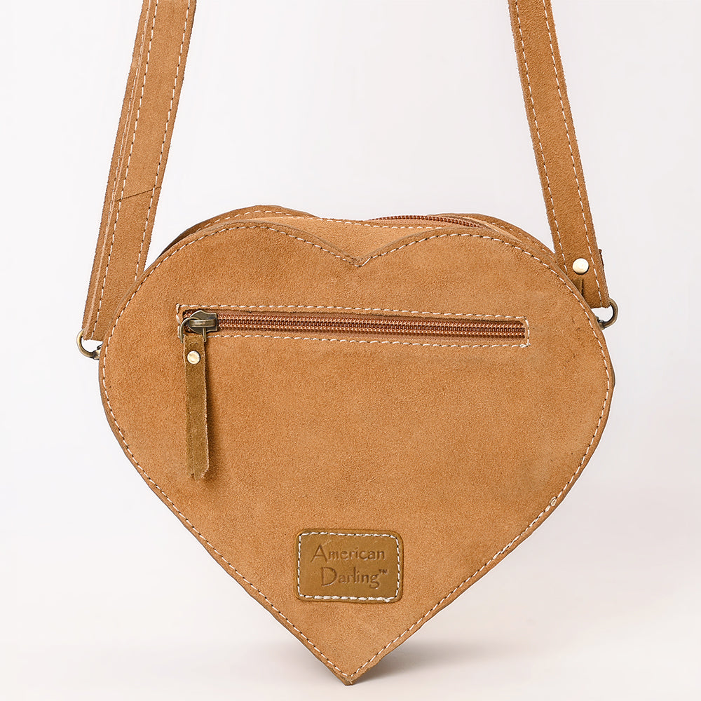 ADBGA688 Genuine suede Heart-Shaped Crossbody Canteen Bag with Western Rope Embroidery