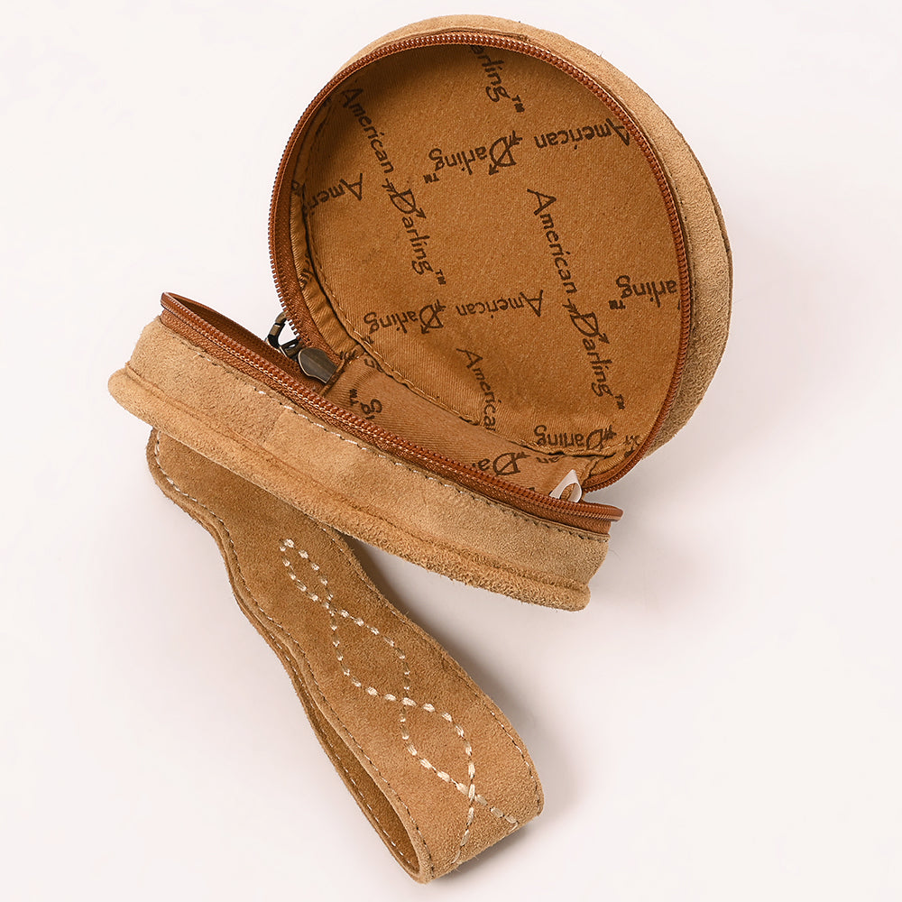 ADBGA689 Round Western Wristlet Bag with Rope Stitch Embroidery