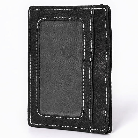 ADCCM108A Black Leather Vertical ID Card Holder - Sleek & Functional