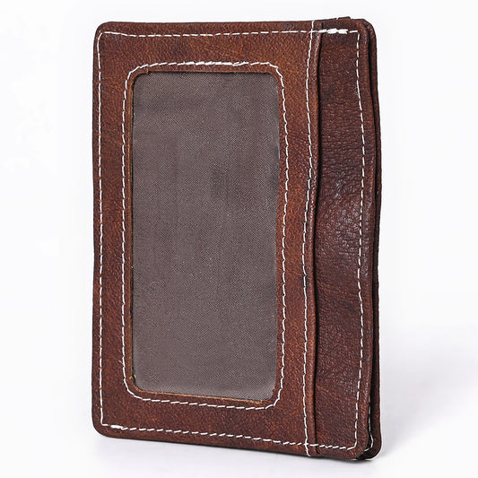 ADCCM108B Brown Leather Vertical ID Card Holder - Sleek & Functional