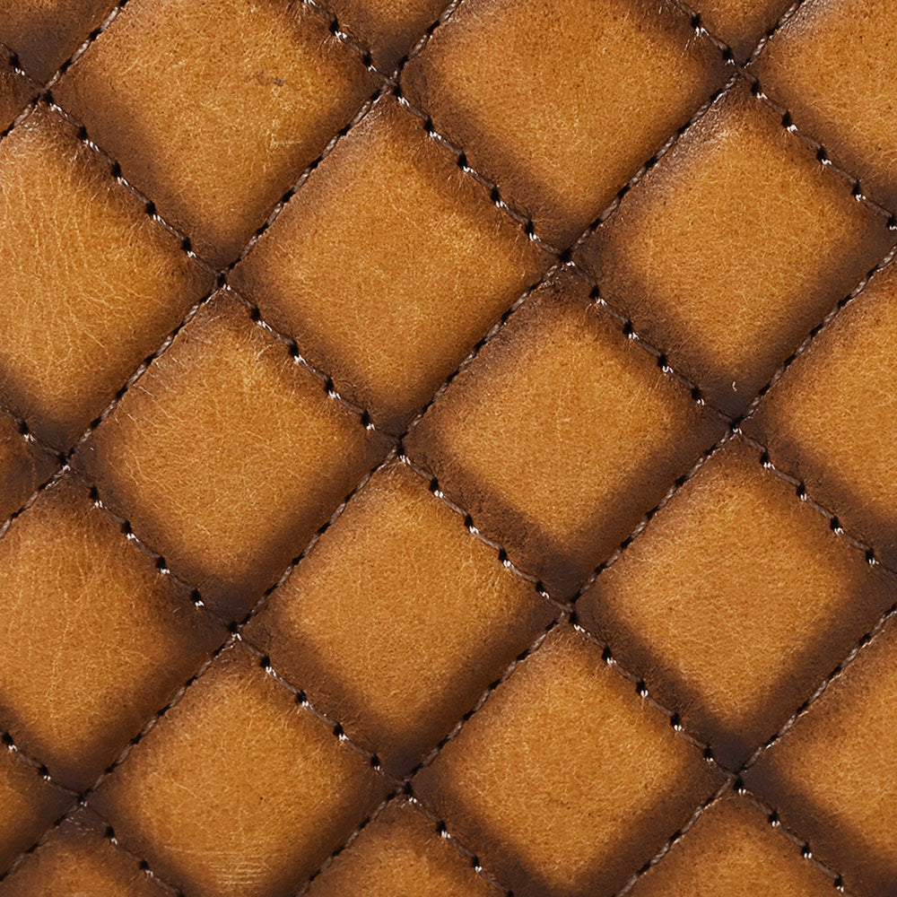 ADBGM529A Quilted Tan Leather Bifold Wallet - Western Mens Handcrafted Slim Wallet