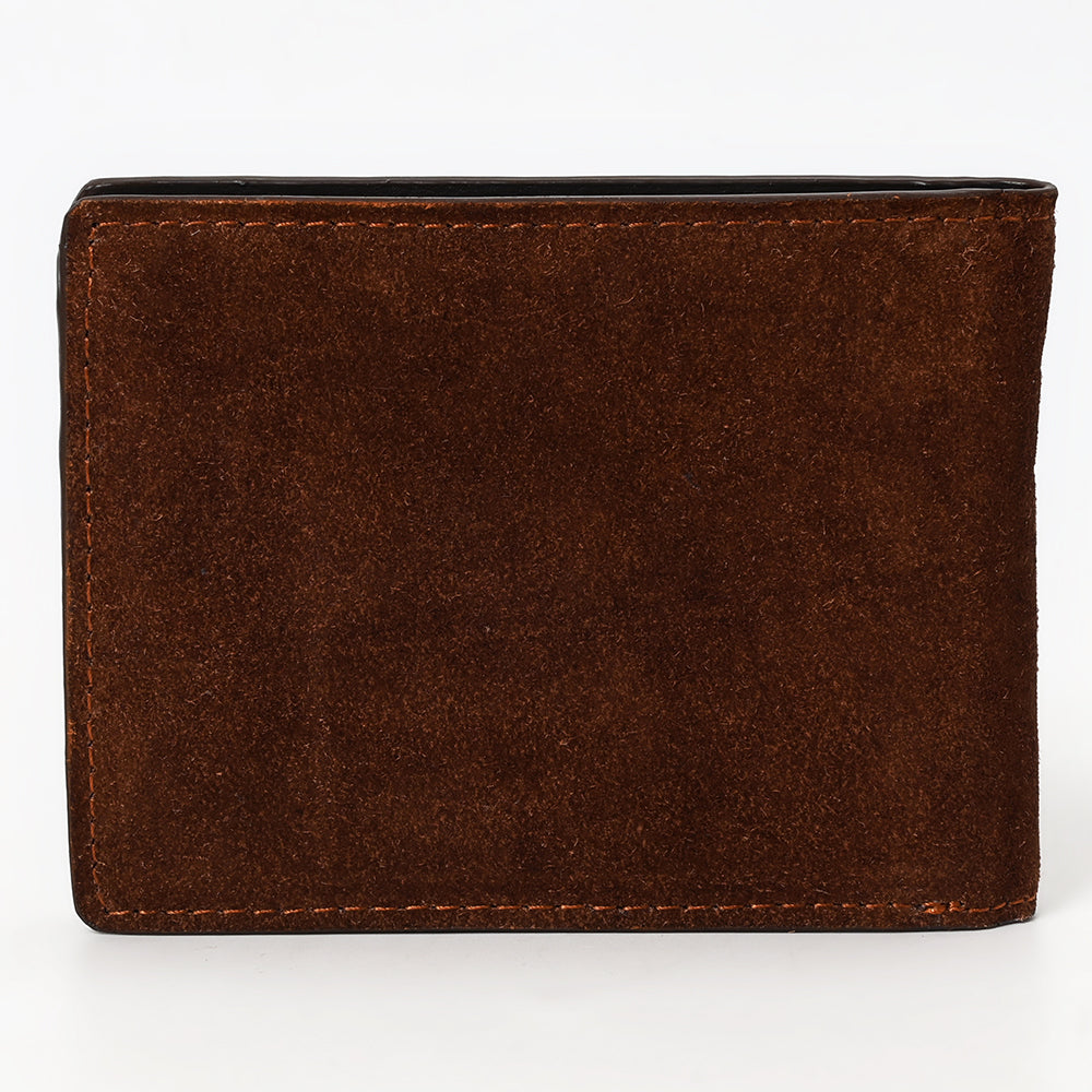 ADBGM529 Genuine suede Western Bifold Wallet - Embroidered Leather Mens Cowboy Wallet