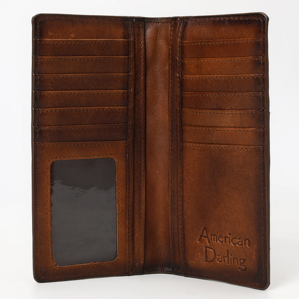 ADBGM530A Quilted Tan Leather Rodeo Wallet - Western Long Checkbook Bifold for Men