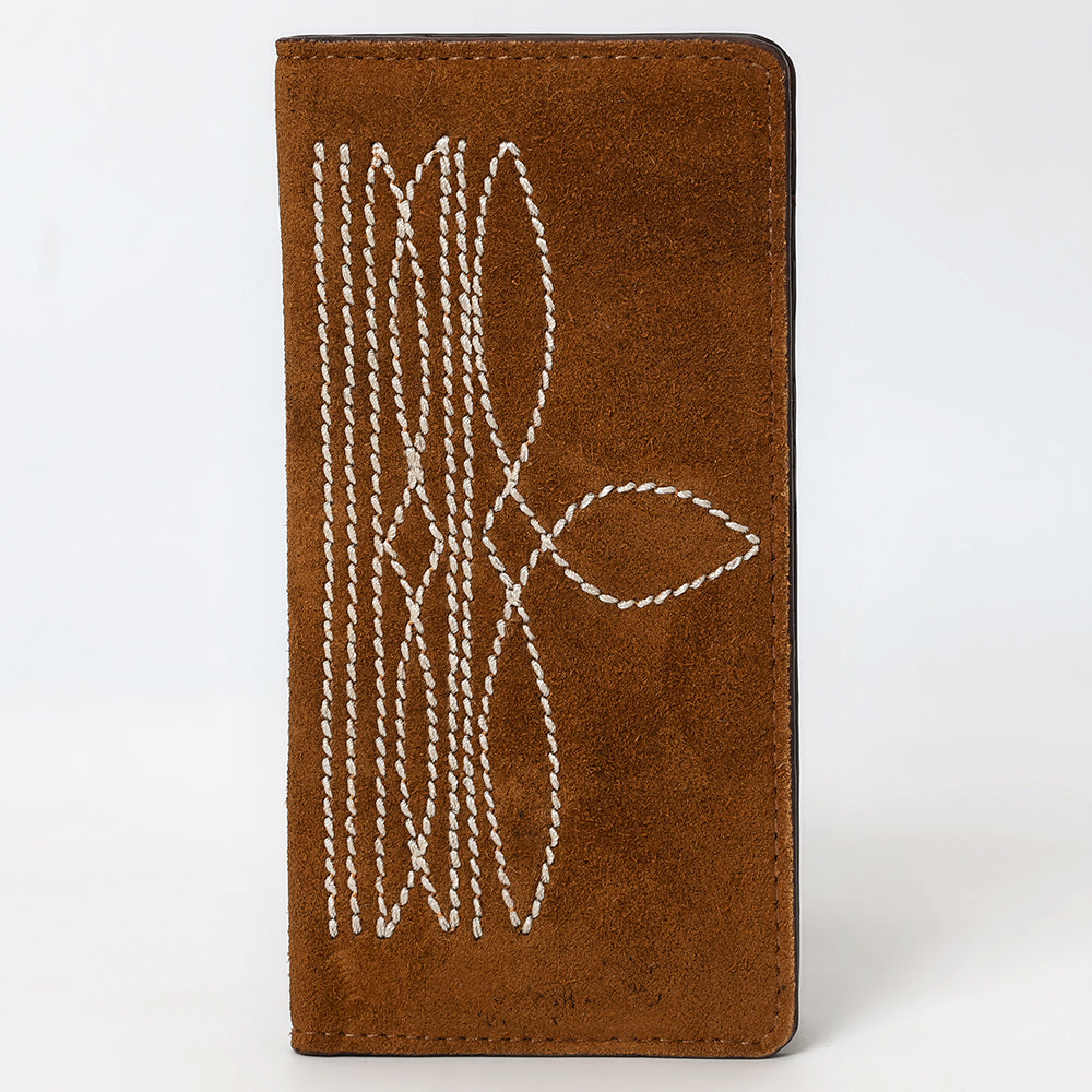 ADBGM530 Genuine suede Rodeo Wallet with White Western Stitching - Long Bifold Cowboy Wallet