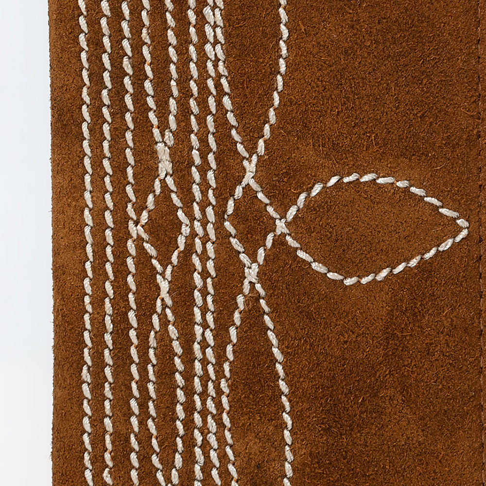 ADBGM530 Genuine suede Rodeo Wallet with White Western Stitching - Long Bifold Cowboy Wallet