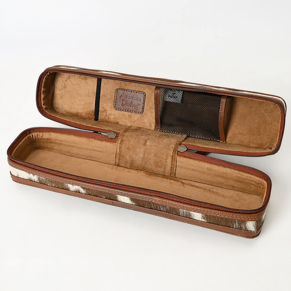 ADBGA706 Tooled Leather Hair-On Hide Hair Straightener Case - Western Floral Design