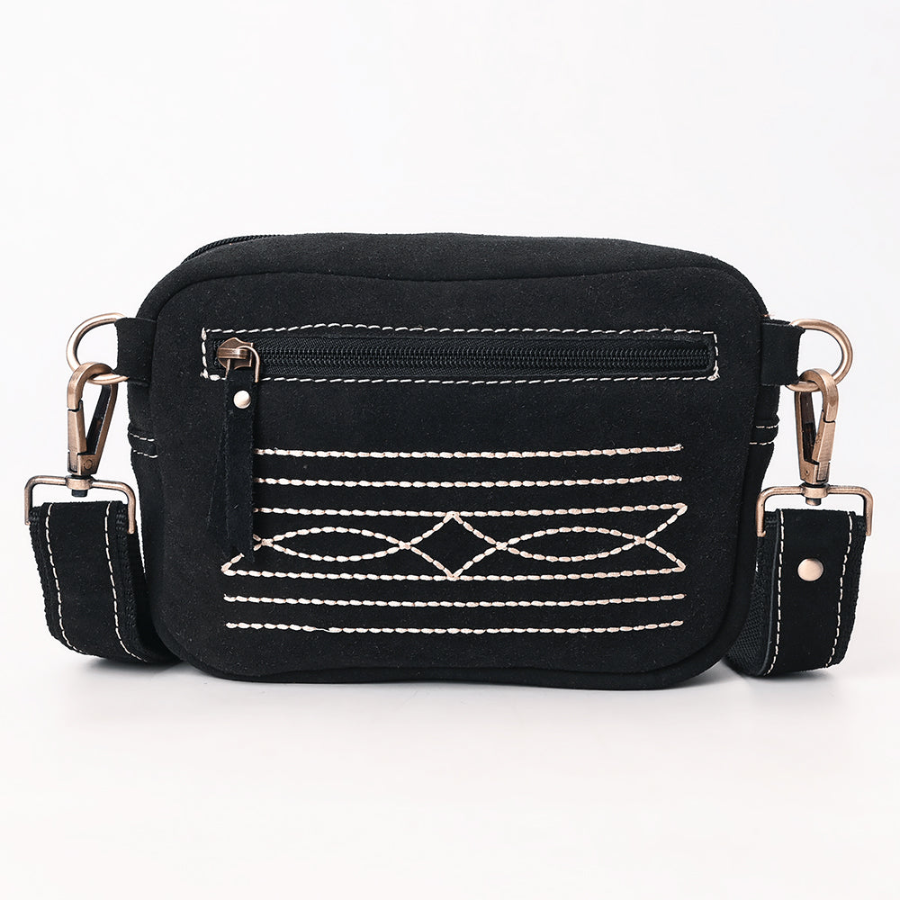 ADBGA710 Genuine suede Camera Bag - Western Stitch Detail with Adjustable Strap