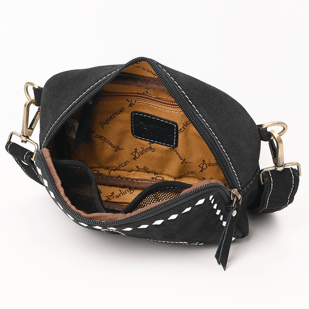 ADBGA710 Genuine suede Camera Bag - Western Stitch Detail with Adjustable Strap
