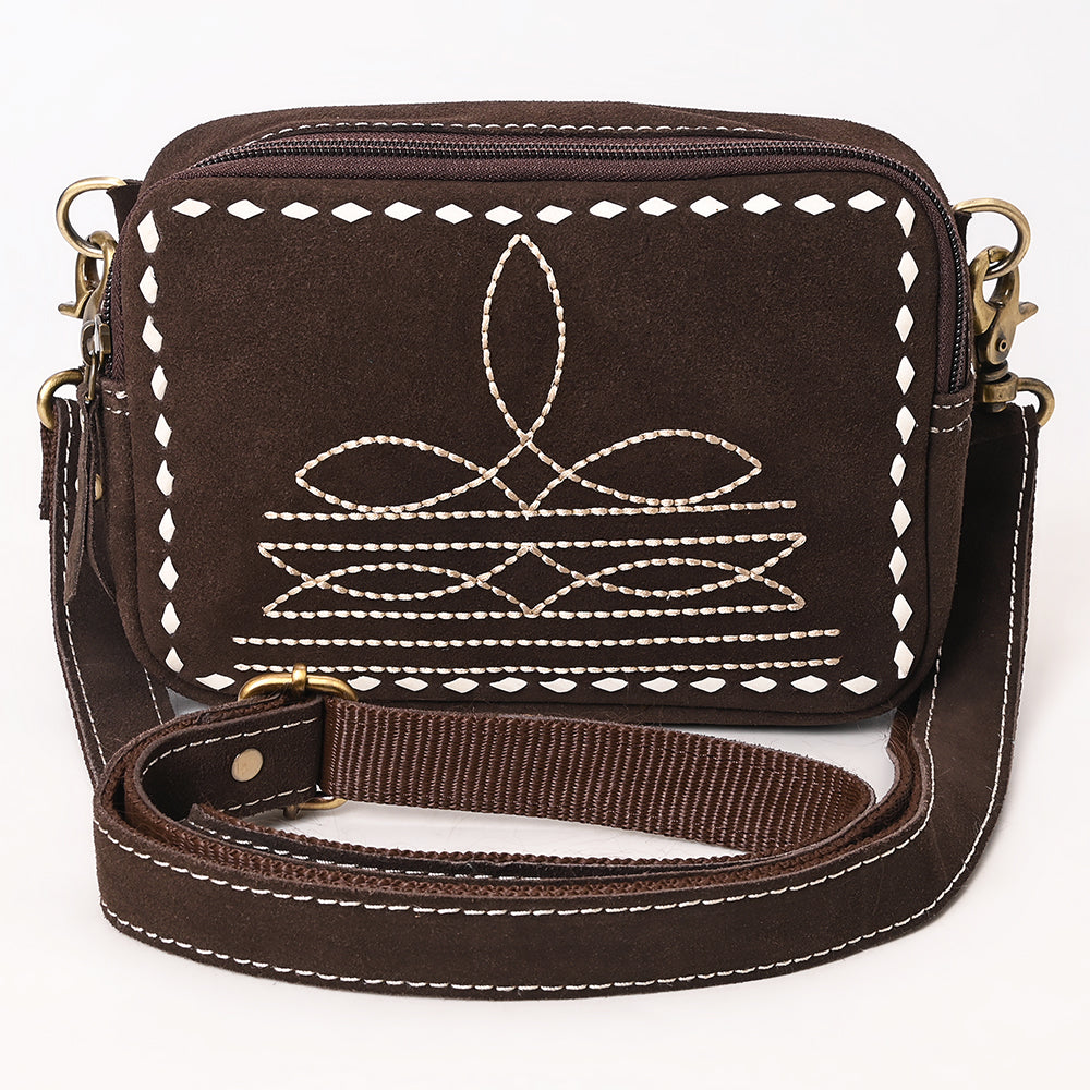 ADBGA710 Genuine suede Camera Bag - Western Stitch Detail with Adjustable Strap