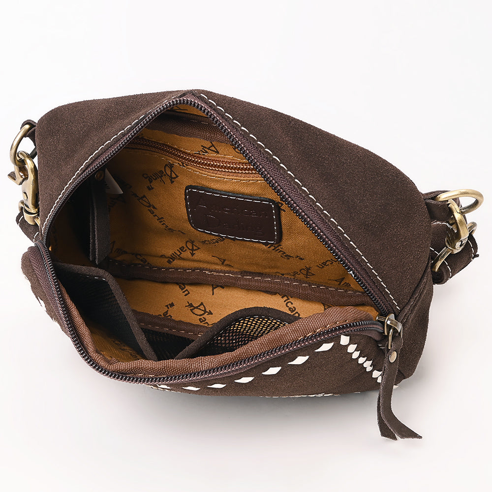 ADBGA710 Genuine suede Camera Bag - Western Stitch Detail with Adjustable Strap