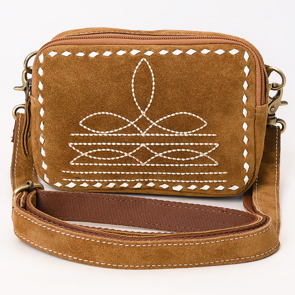 ADBGA710 Genuine suede Camera Bag - Western Stitch Detail with Adjustable Strap