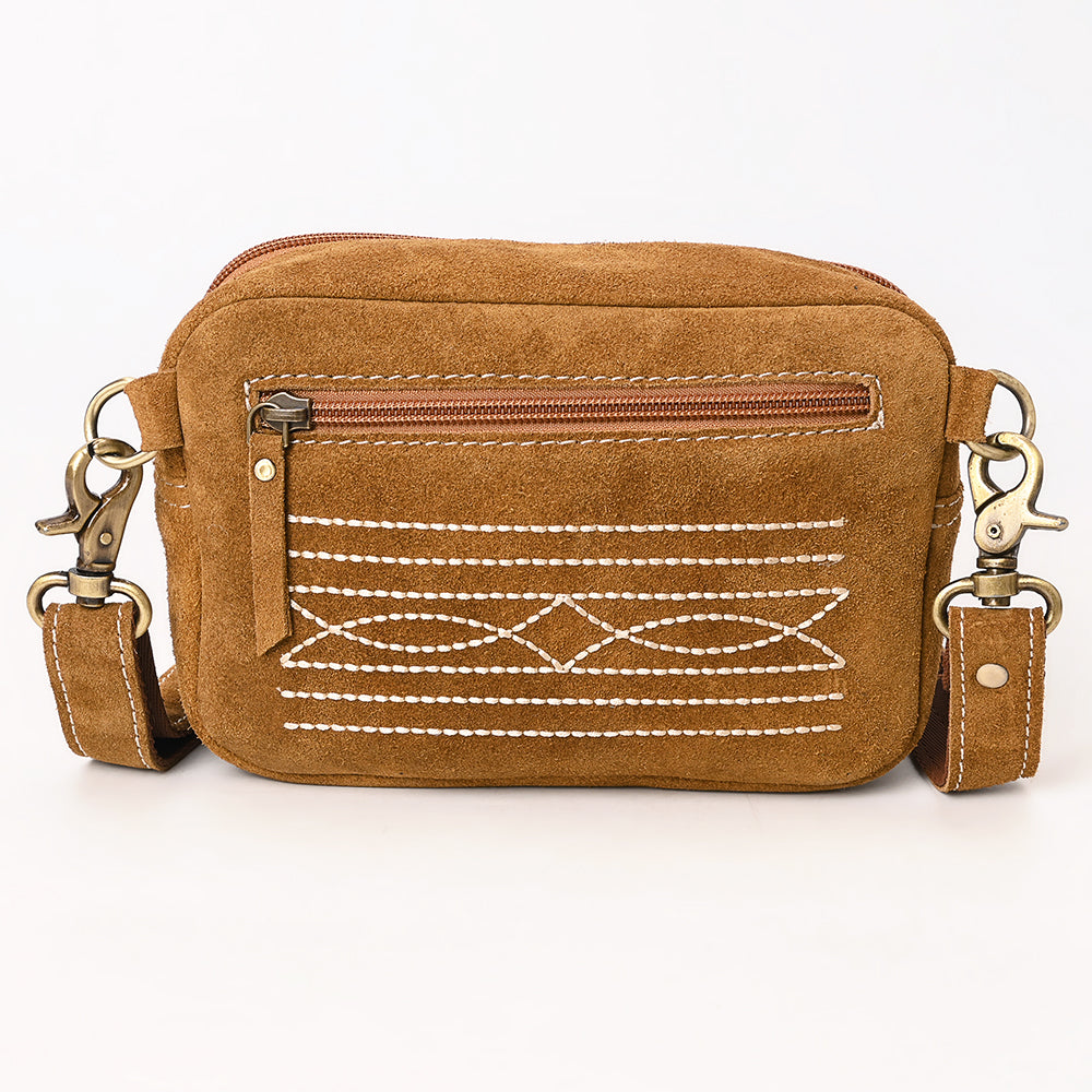 ADBGA710 Genuine suede Camera Bag - Western Stitch Detail with Adjustable Strap