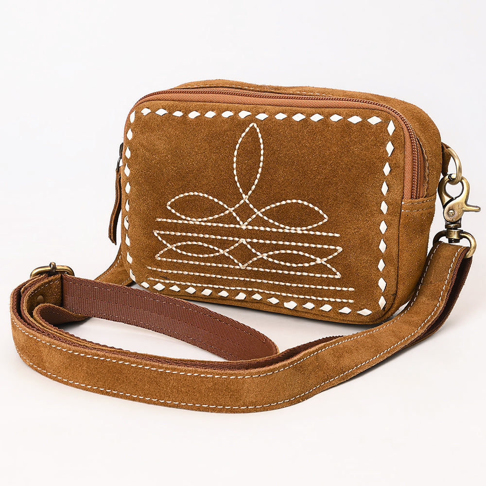 ADBGA710 Genuine suede Camera Bag - Western Stitch Detail with Adjustable Strap