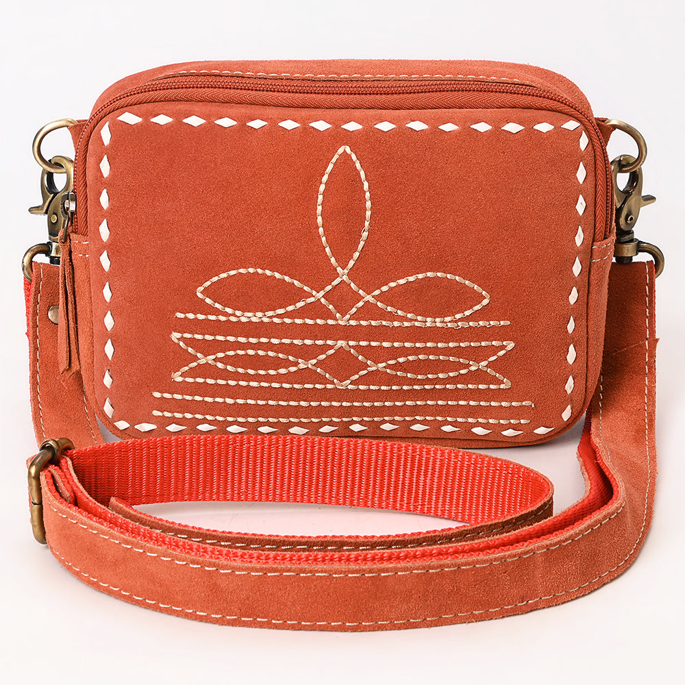 ADBGA710 Genuine suede Camera Bag - Western Stitch Detail with Adjustable Strap