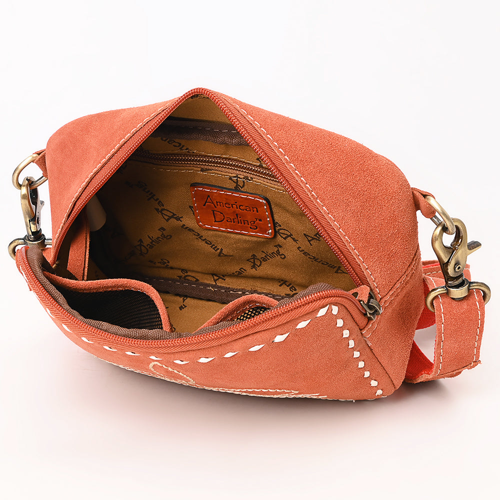 ADBGA710 Genuine suede Camera Bag - Western Stitch Detail with Adjustable Strap