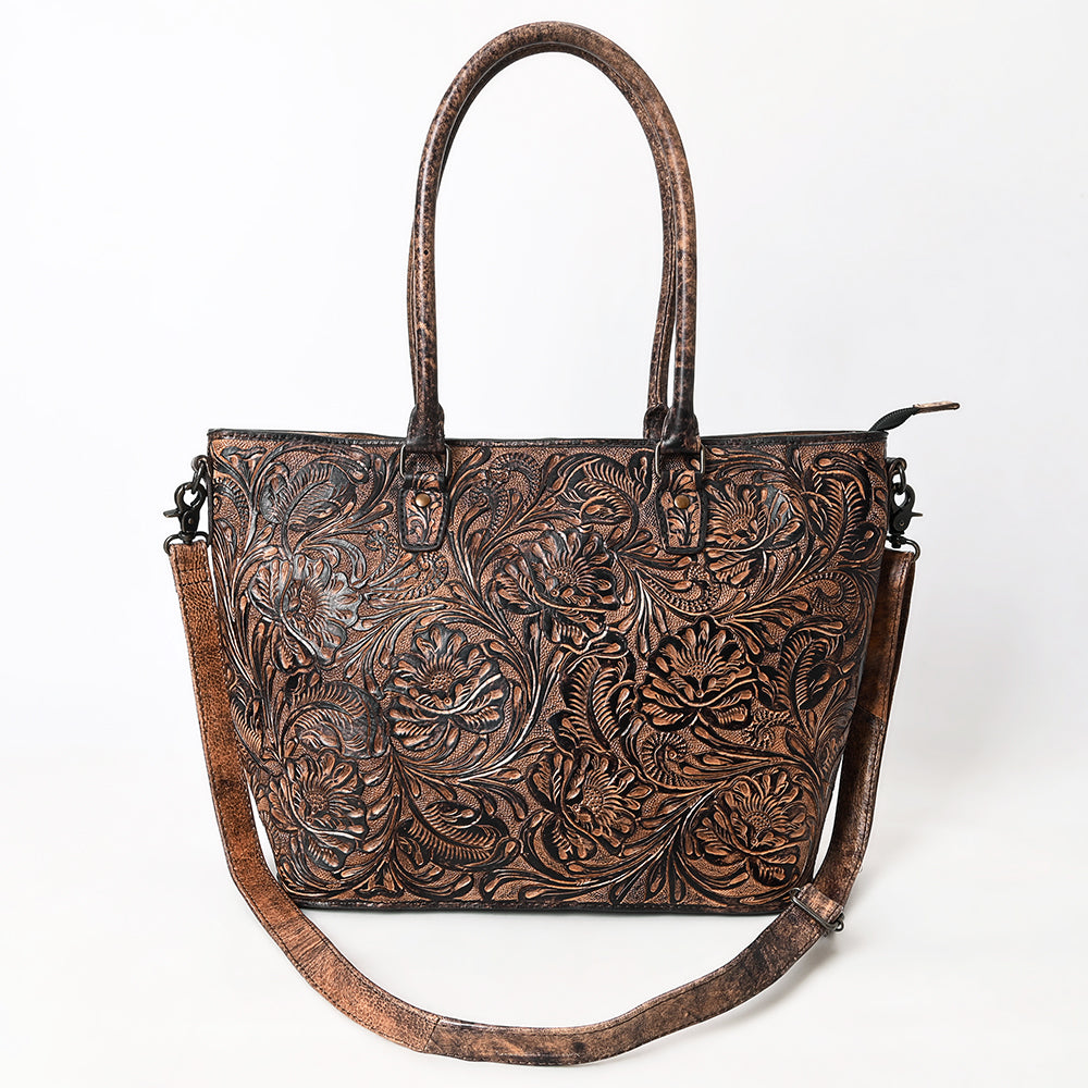 ADBG1519 American Darling Western Genuine Leather Tote Bag with Hand-Tooled Detailing - Premium Everyday Carry