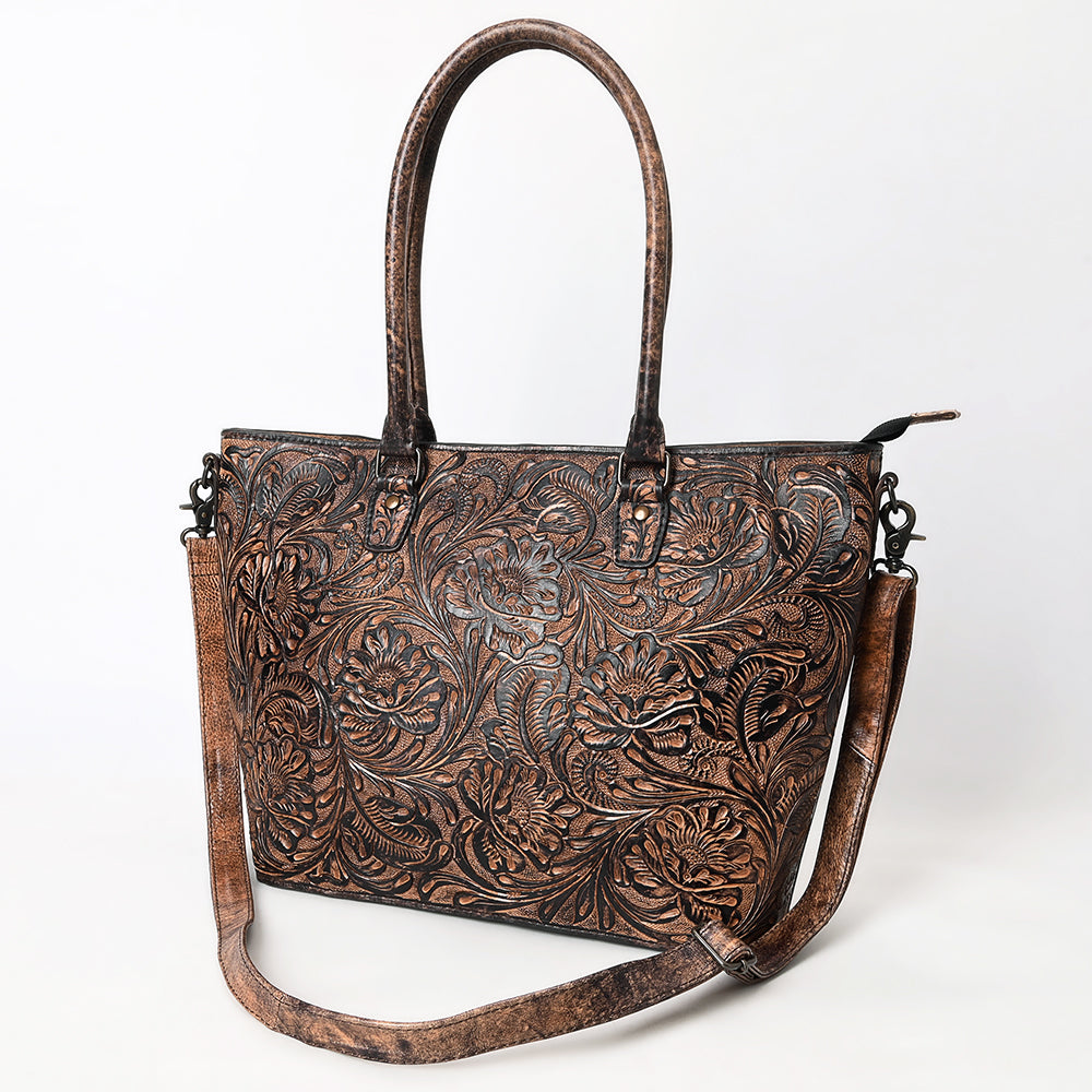 ADBG1519 American Darling Western Genuine Leather Tote Bag with Hand-Tooled Detailing - Premium Everyday Carry