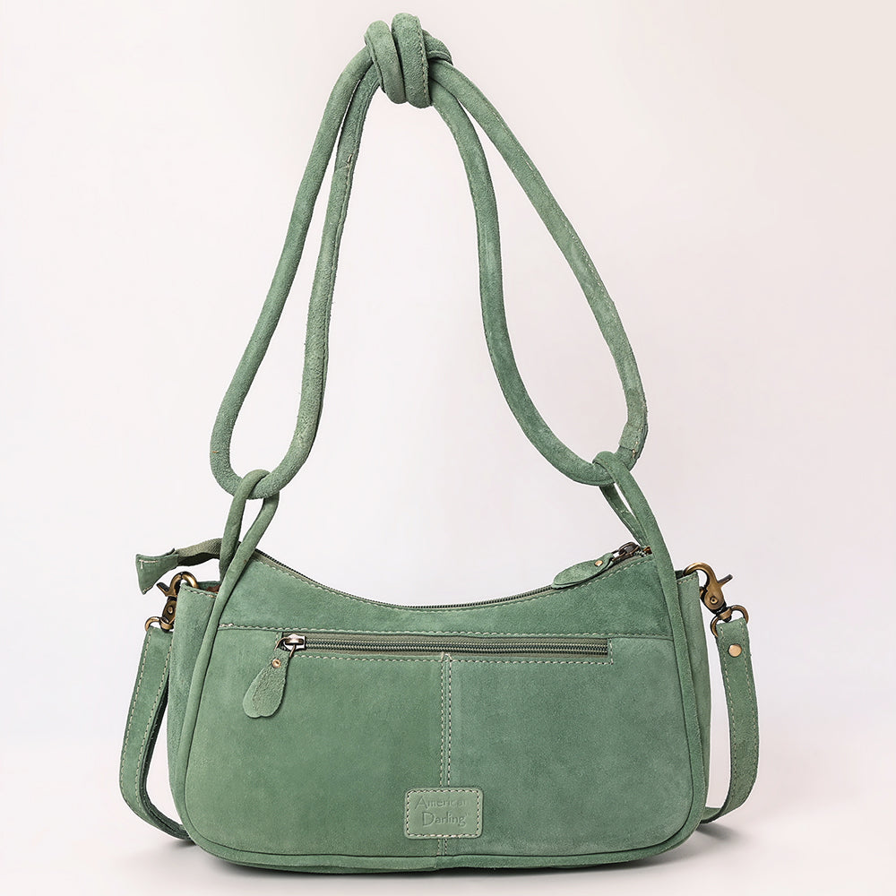 ADBGA645 Genuine suede Western Crossbody Bag with Contrast Stitching & Dual Strap Design