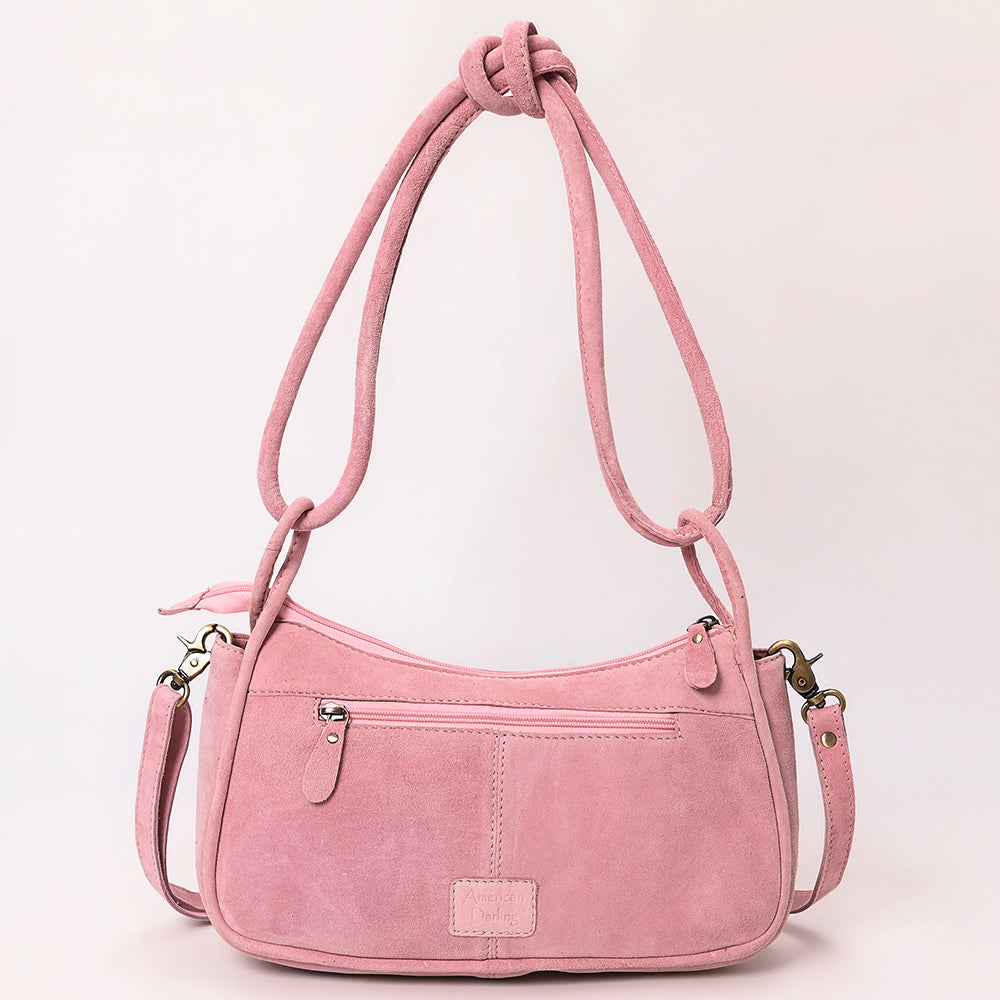 ADBGA645 Genuine suede Western Crossbody Bag with Contrast Stitching & Dual Strap Design