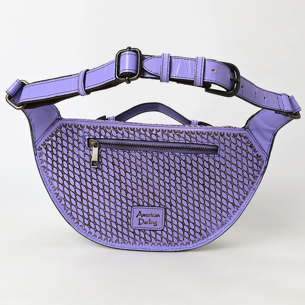 ADBGZ829 Hand-Tooled Leather Western Belt Bag - Floral Fanny Pack with Adjustable Strap