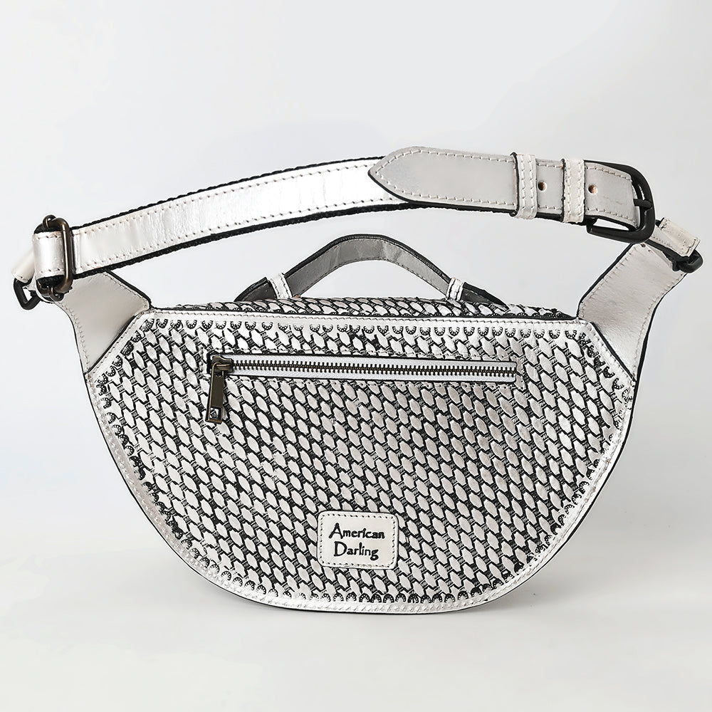 ADBGZ829 Hand-Tooled Leather Western Belt Bag - Floral Fanny Pack with Adjustable Strap