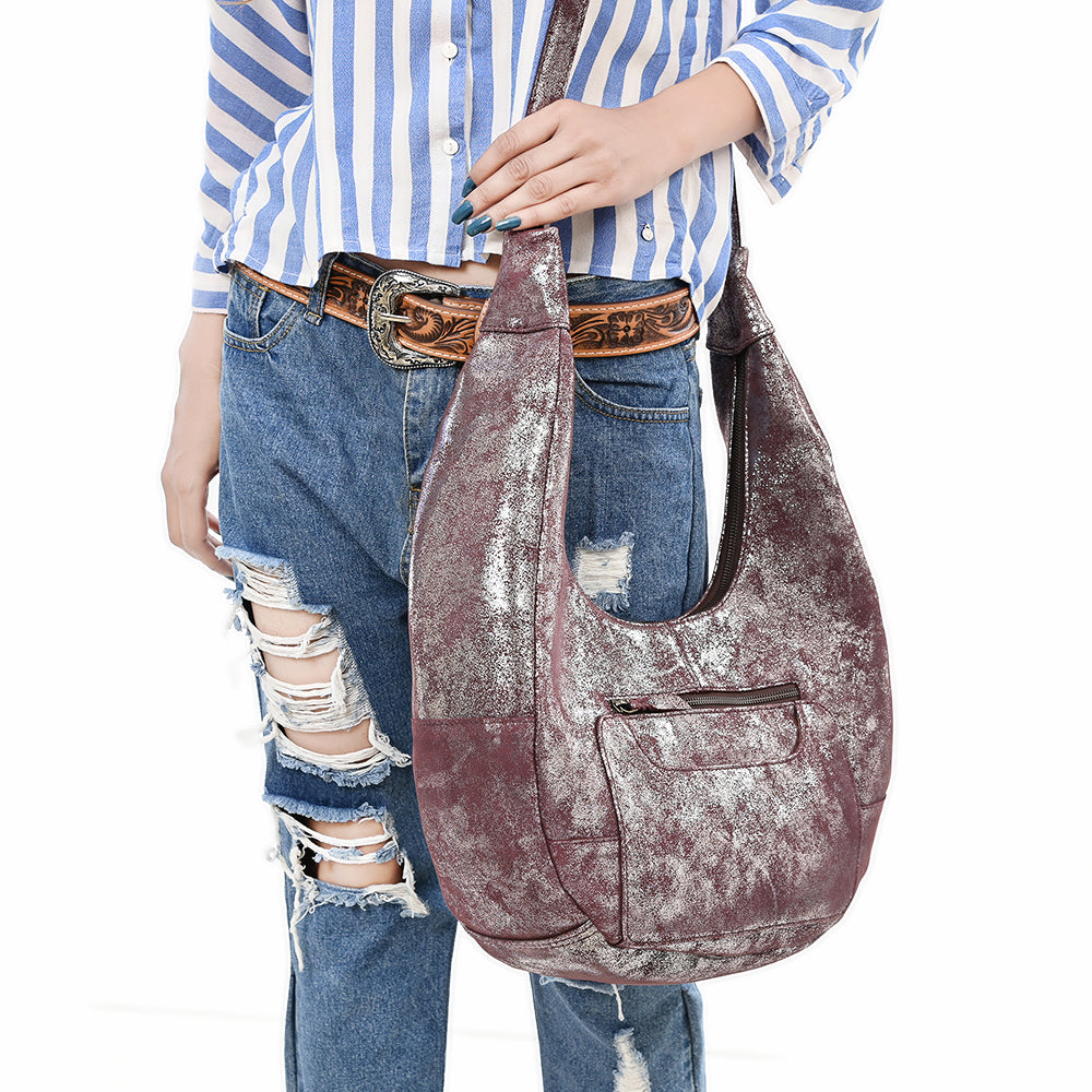 ADBGZ910 Hobo Hair-On Genuine Western Leather Women Bag
