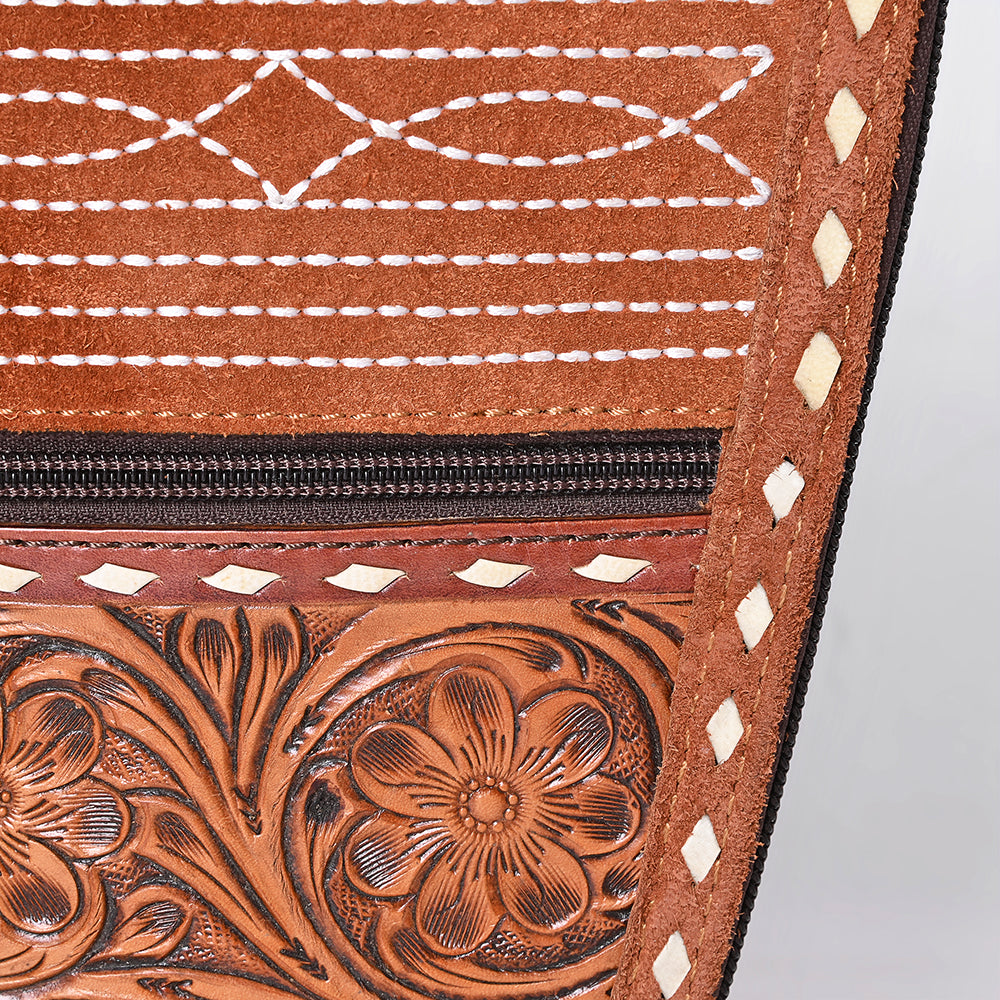 ADGC107 Genuine suede & Tooled Leather Pistol Case - Western Stitch Detail by American Darling