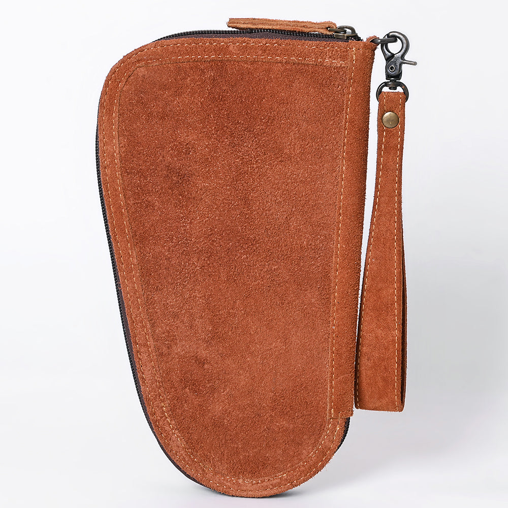 ADGC107 Genuine suede & Tooled Leather Pistol Case - Western Stitch Detail by American Darling