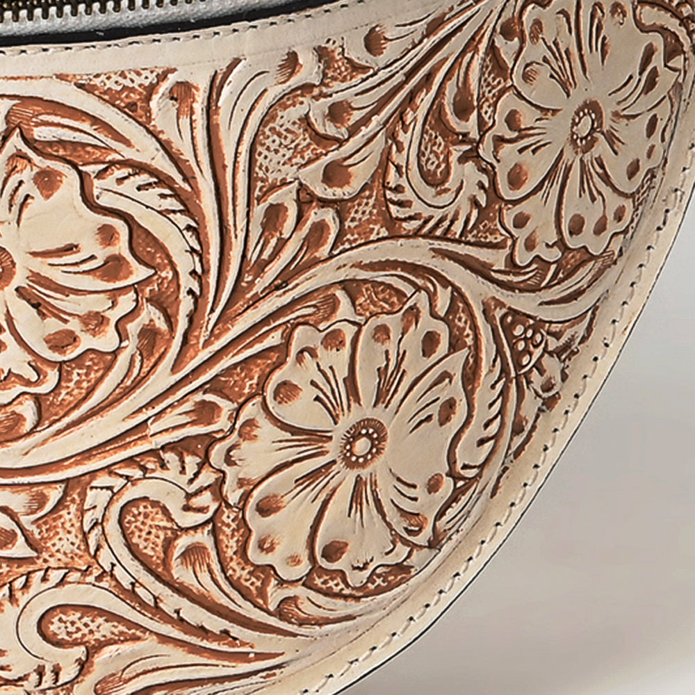ADBGZ829 Hand-Tooled Leather Western Belt Bag - Floral Fanny Pack with Adjustable Strap