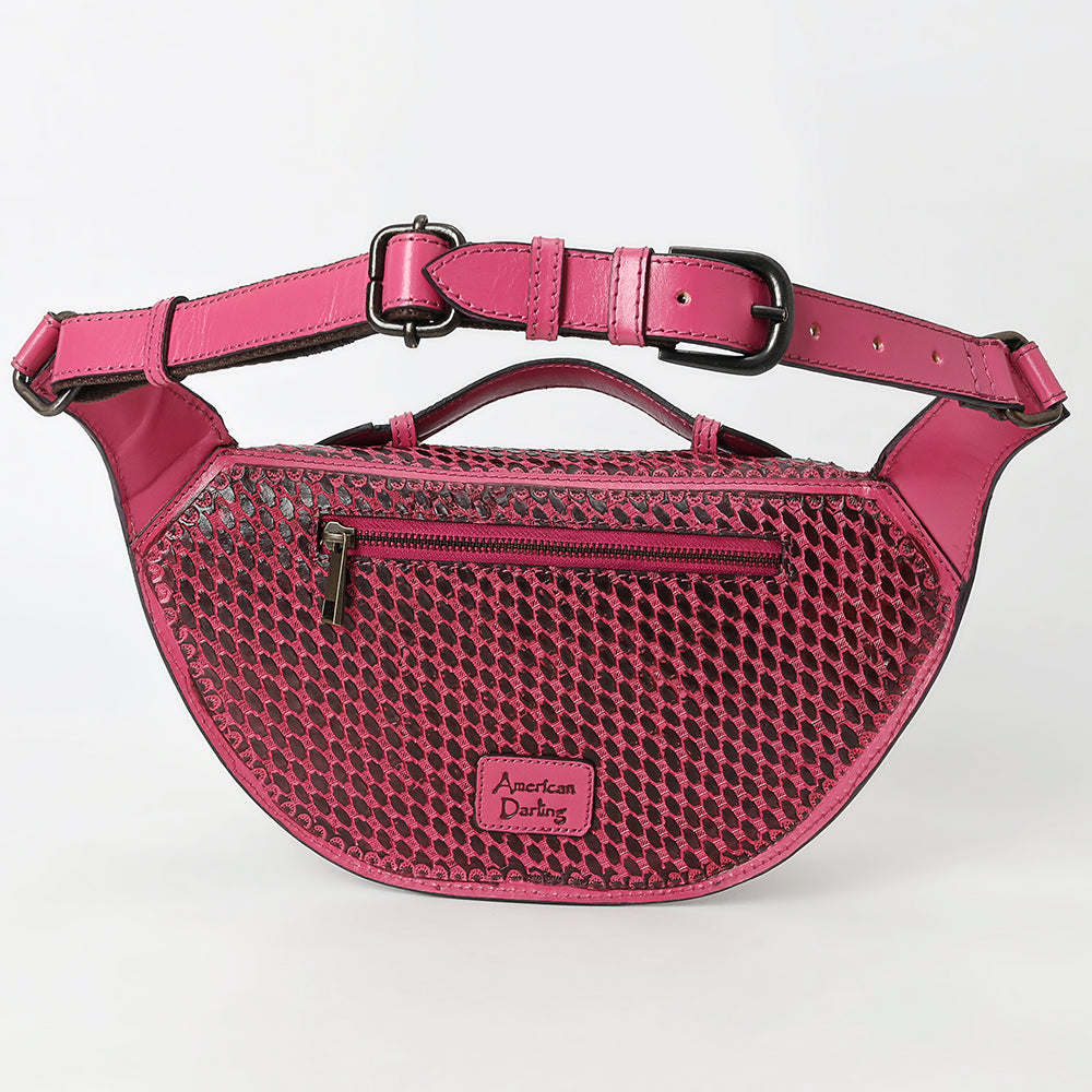 ADBGZ829 Hand-Tooled Leather Western Belt Bag - Floral Fanny Pack with Adjustable Strap