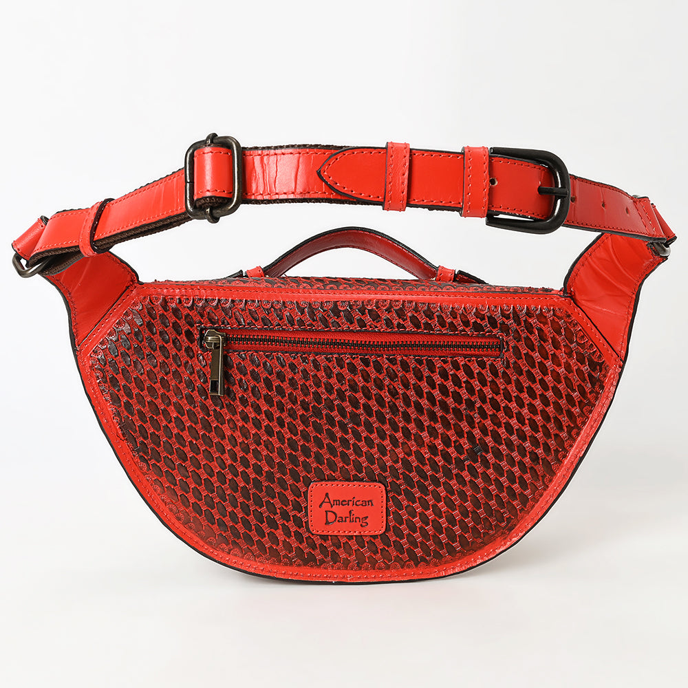 ADBGZ829 Hand-Tooled Leather Western Belt Bag - Floral Fanny Pack with Adjustable Strap