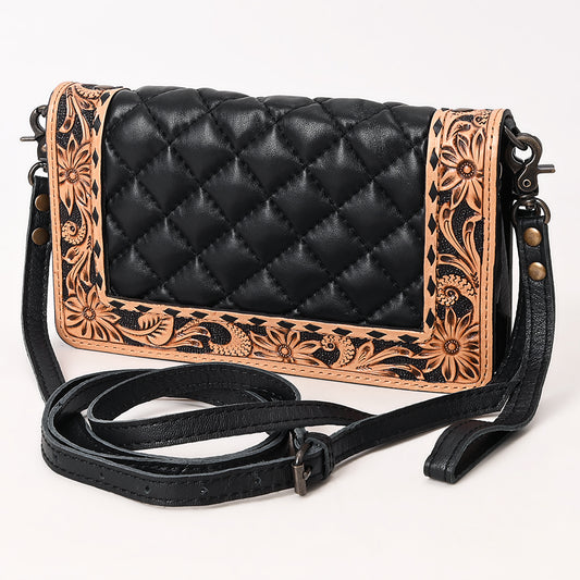 ADBG1667 Western Floral Tooled Leather Organizer Wallet - Handmade Cowhide Wristlet by American Darling