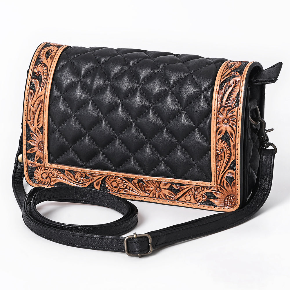 ADBG1673 Western Floral Tooled Leather Organizer Wallet - Handmade Cowhide Wristlet by American Darling