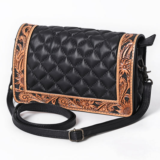 ADBG1673 Western Floral Tooled Leather Organizer Wallet - Handmade Cowhide Wristlet by American Darling