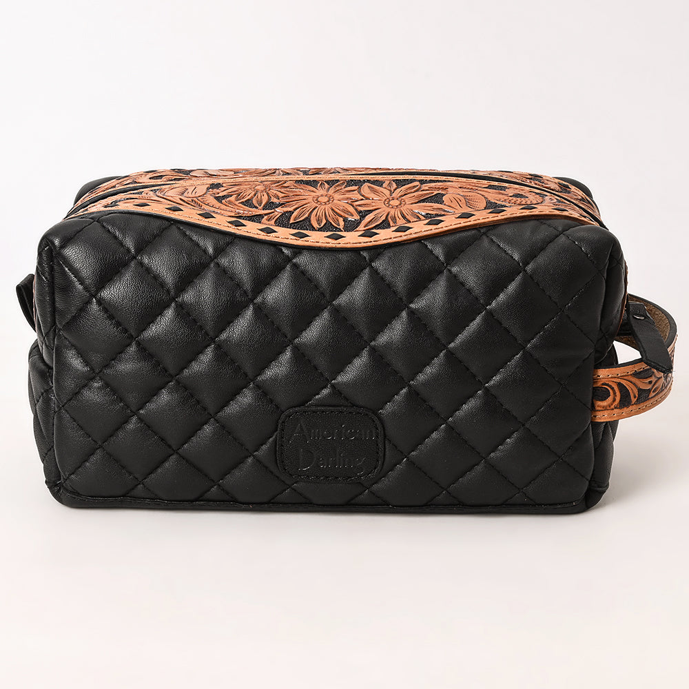 ADBG1675 Western Hand-Tooled Leather Toiletry Bag - Travel Dopp Kit by American Darling