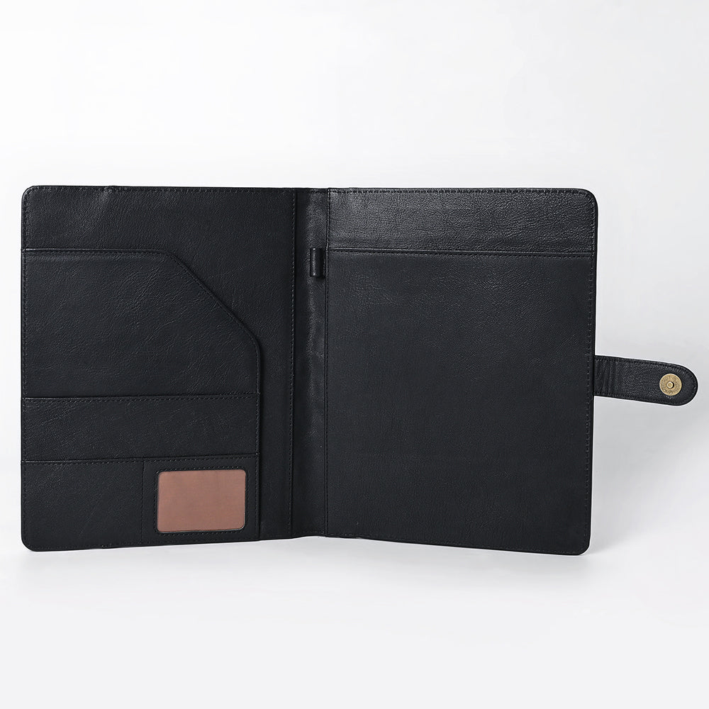 ADBG1676 Black Quilted Leather Journal Cover with Tooled Floral Edge - American Darling