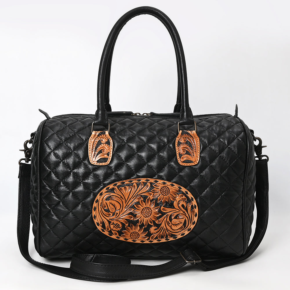 ADBG1681 Hand-Tooled Leather Duffel - Western Floral Business Bag by American Darling