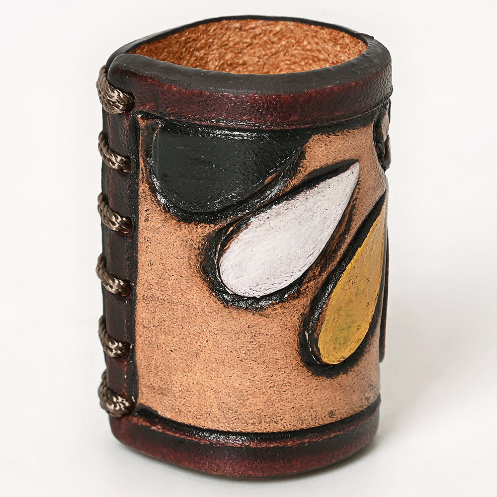 ADSRG104 American Darling Hand Tooled Leather Scarf Ring - Vegetable-Tanned Western Scarf Slide