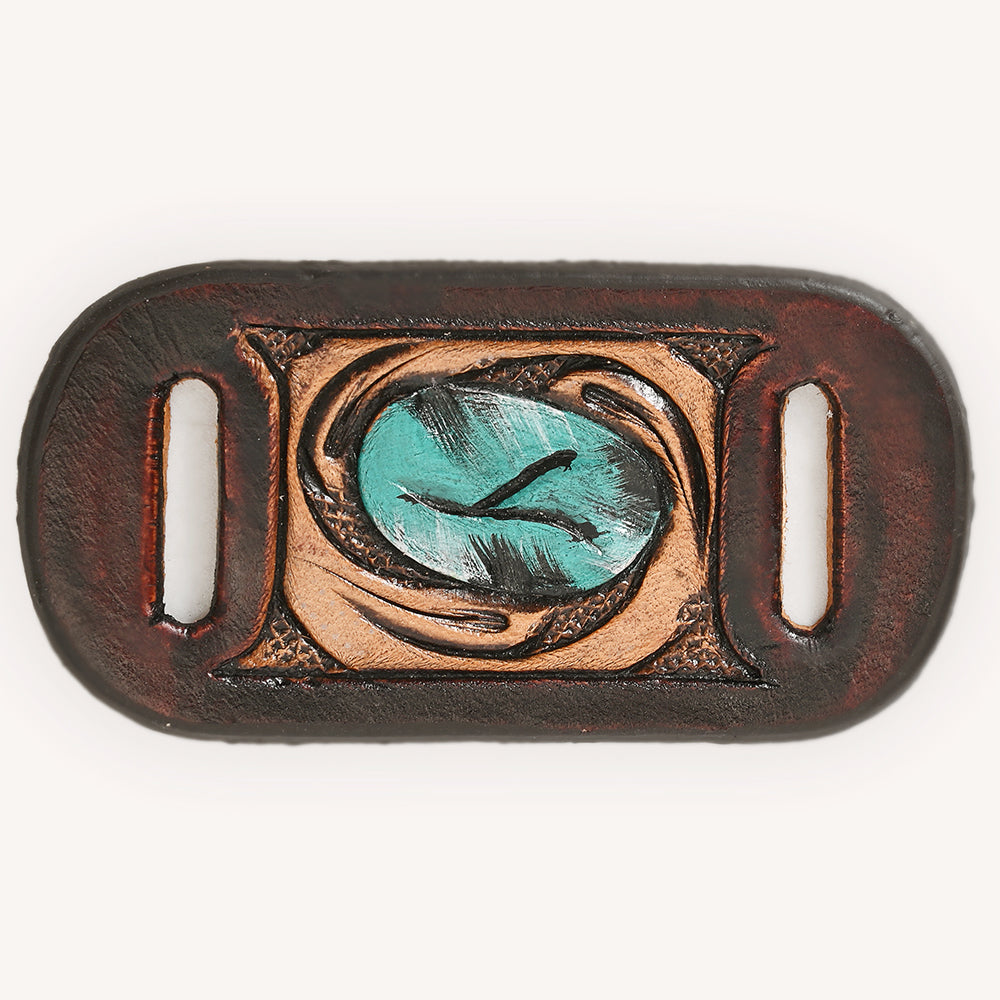 ADSRG105 American Darling Hand Tooled Leather Scarf Ring - Vegetable-Tanned Sunflower Scarf Slide