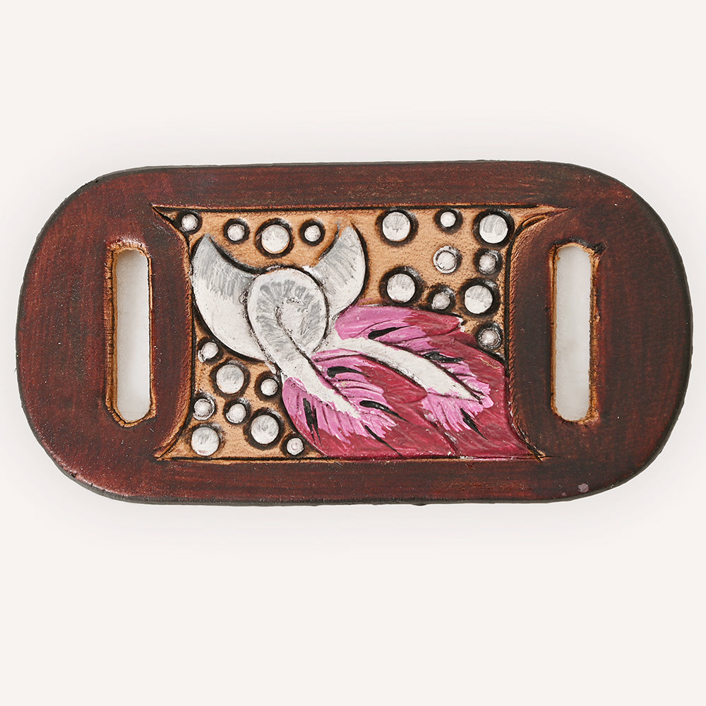 ADSRG105 American Darling Hand Tooled Leather Scarf Ring - Vegetable-Tanned Sunflower Scarf Slide