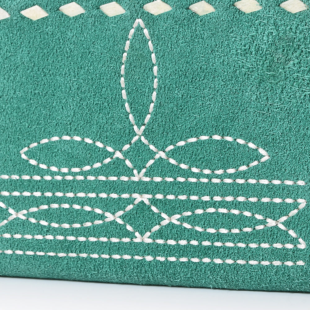 ADBG1687 Genuine suede Leather Wallet with White Whipstitch Embroidery - Western Style